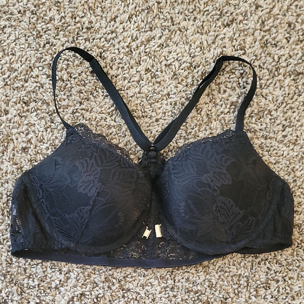Auden Black Floral Lace Bra